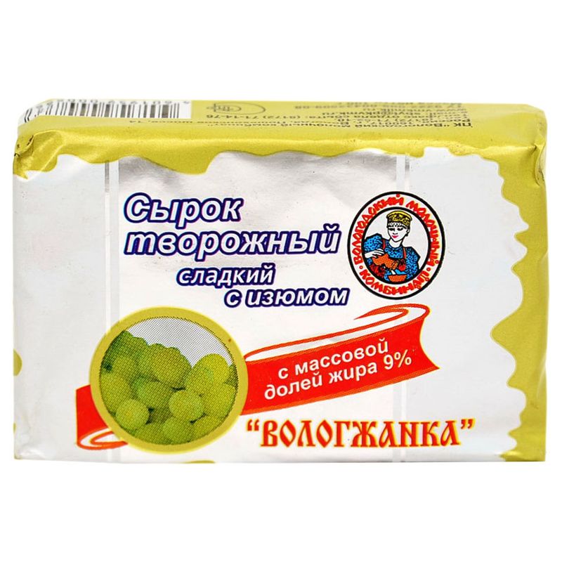 

Сырок творожный Вологжанка с изюмом 9% 100 г