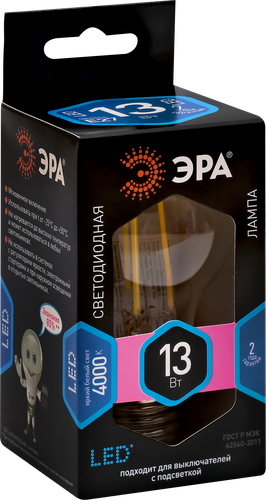 

Лампа светодиодная Эра F-LED A60-13W-840-E27 13Вт груша нейтральный белый свет