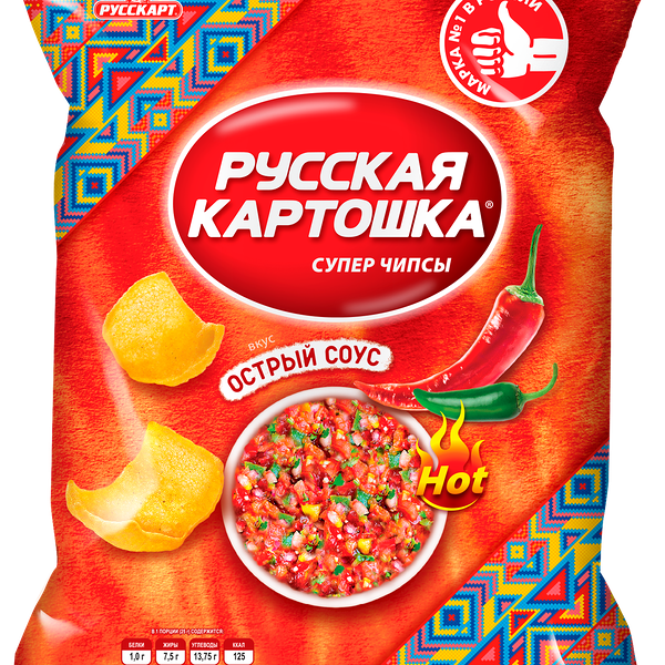 Чипсы Русская картошка картофельные Острый соус