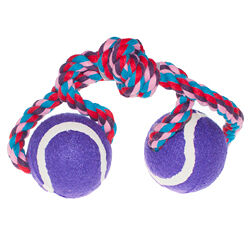 Игрушка для собак Petmax Мячи теннисные на веревке с узлом фиолетовые 40 см
