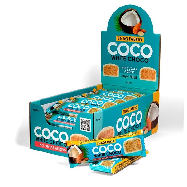 Батончик глазированный Snaq Fabriq Кокос и миндаль в белом шоколаде 40 г