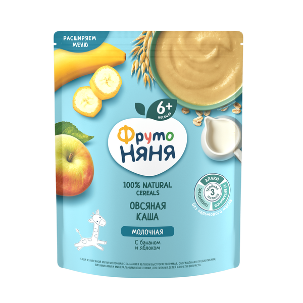 Каша ФрутоНяня молочная Овсяная Банан яблоко с 6 месяцев 200 г