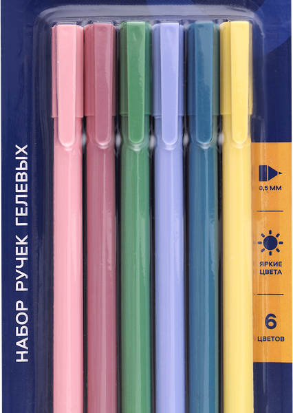 Набор гелевых ручек ЛЕНТА 6 цветов, 6шт