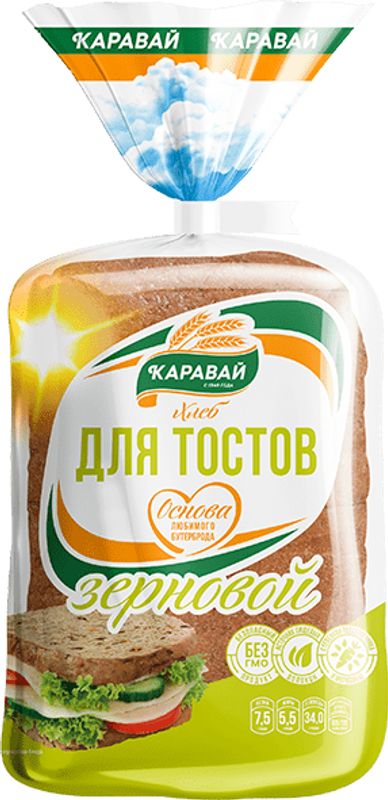 

Хлеб для тостов КАРАВАЙ Зерновой, в нарезке