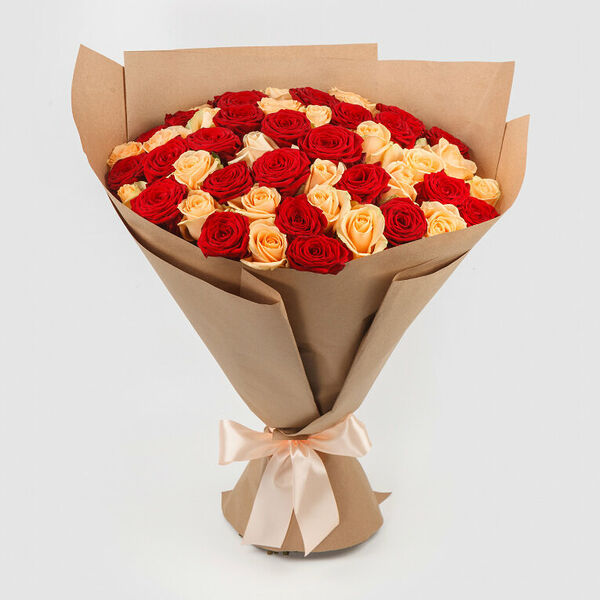 Букет 51 роза Любовь без конца и края 60 см