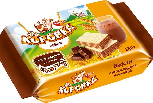Вафли Коровка с шоколадной начинкой 150г