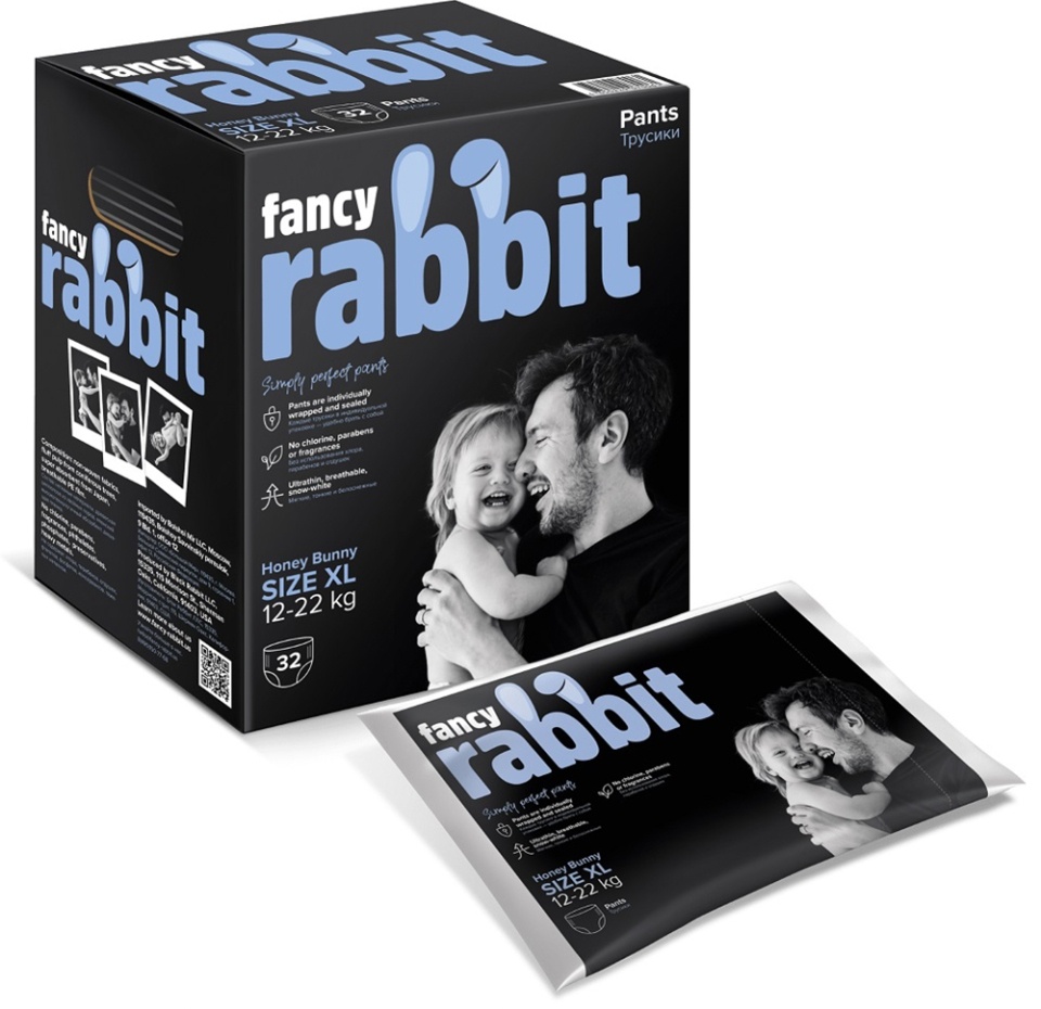 

Трусики 12-22 кг размер Xl 32 шт Black Rabbit