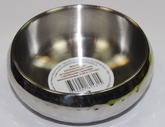 Миска металл с двойными стенками на резинке 