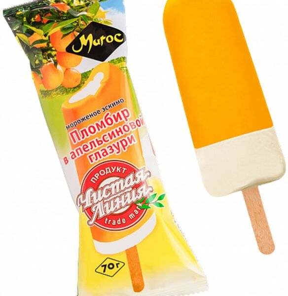 Мороженое Чистая Линия Эскимо Пломбир в апельсиновом соке 70г