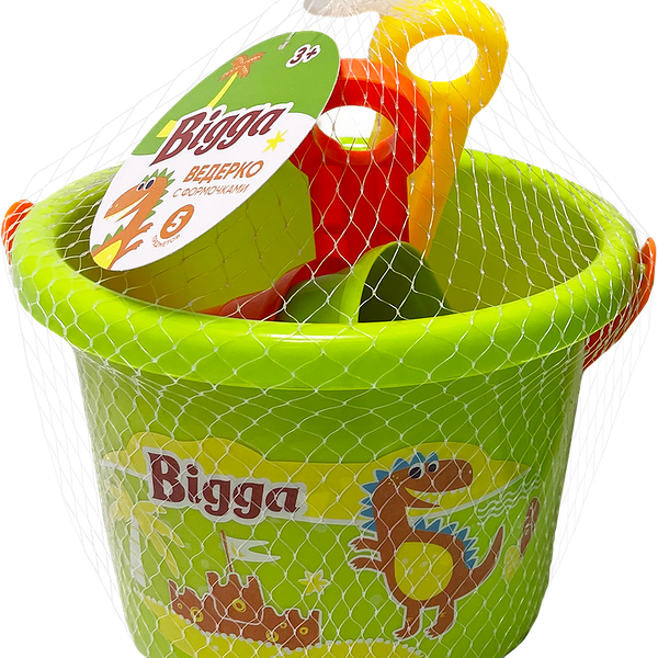 Набор игровой для песка BIGGA Ведерко с формочками, 5 предметов