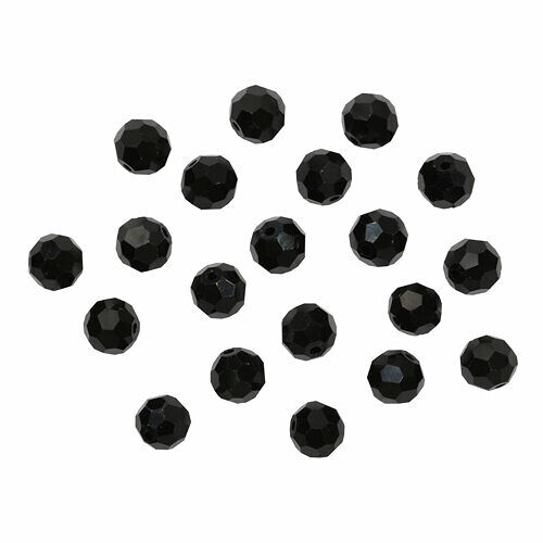 Бусины стеклянные 8мм, Z-453, 20шт/уп(801 черный)