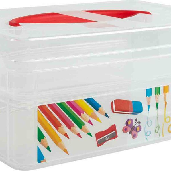 Коробка универсальная Econova 2-секционная с ручкой, декор в ассортименте, 24,5×16×10,5 см