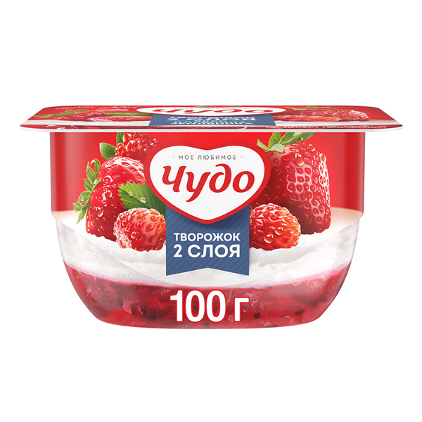 Десерт творожный воздушный Чудо Творожок Клубника-земляника 4%