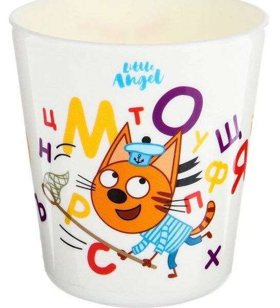 Стакан детский Little Angel Три кота пластиковый, 270 мл