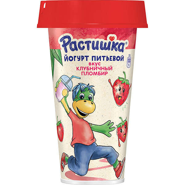 Йогурт питьевой Растишка Клубничный пломбир 2,8%