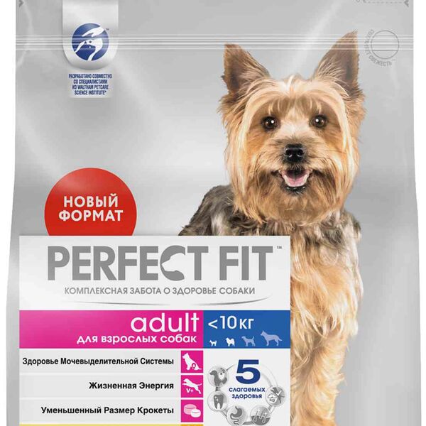 Корм для взрослых собак Perfect Fit миниатюрых пород старше одного года с курицей сухой полнорационный 1.2 кг, Россия