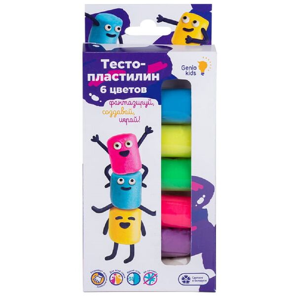 TA1090 Набор для детской лепки «Тесто-пластилин 6 цветов»  GENIO KIDS-ART
