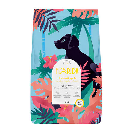 Корм Florida для взрослых собак крупных пород с курицей и яблоком