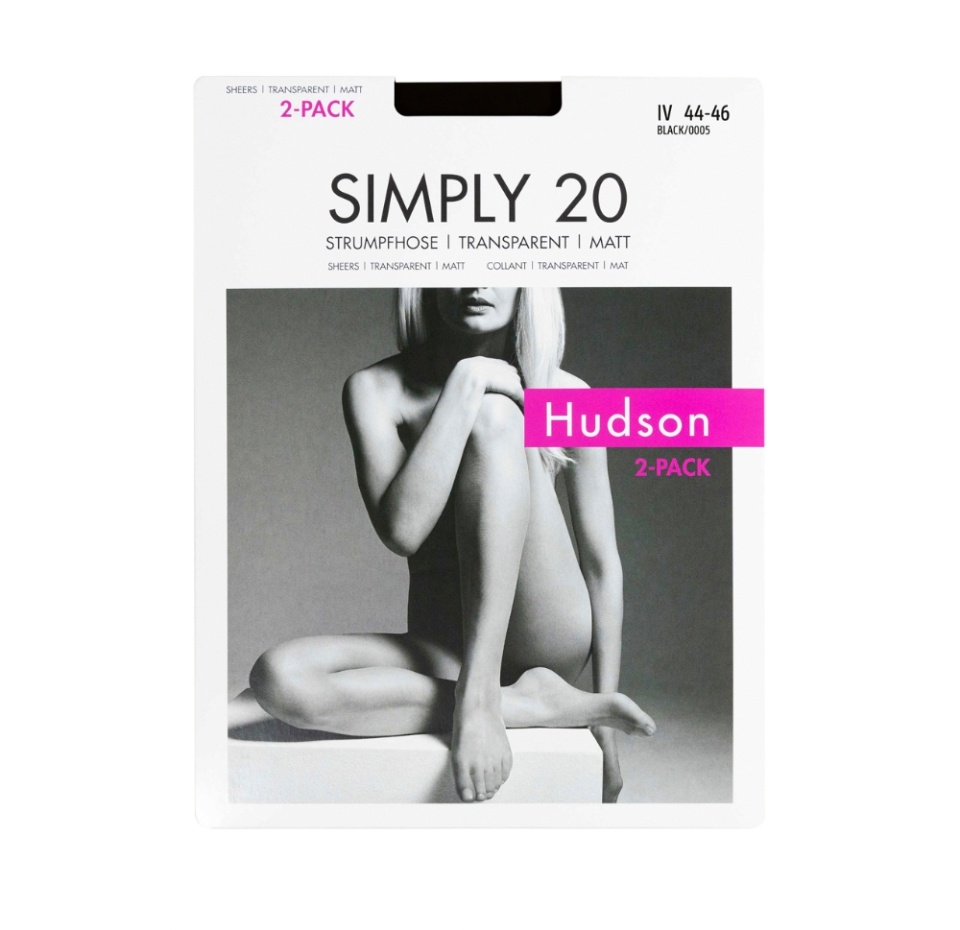 

Колготки KUNERT-HUDSON SIMPLY 20 две пары цвет 005/черный 20 den, размер 4, Германия