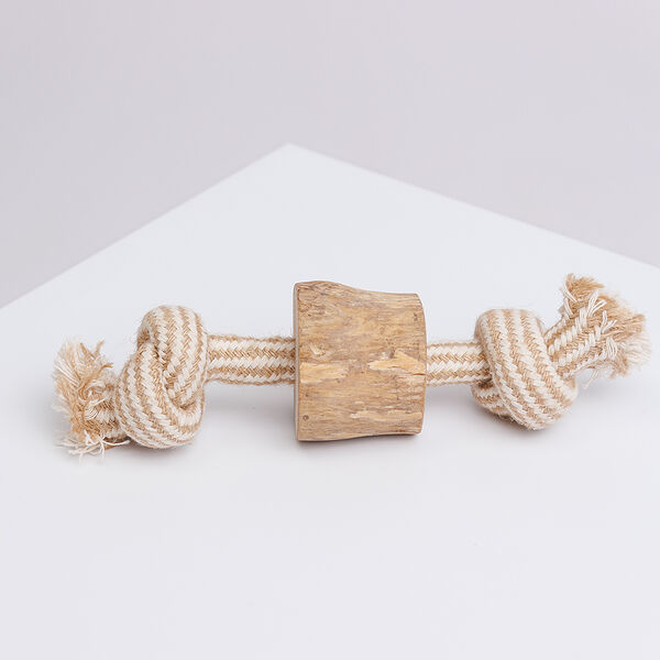 Игрушка для собак Палочка из кофейного дерева на веревке, 20 см