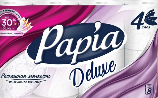 Туалетная бумага Papia 8 рулонов 4 слоя