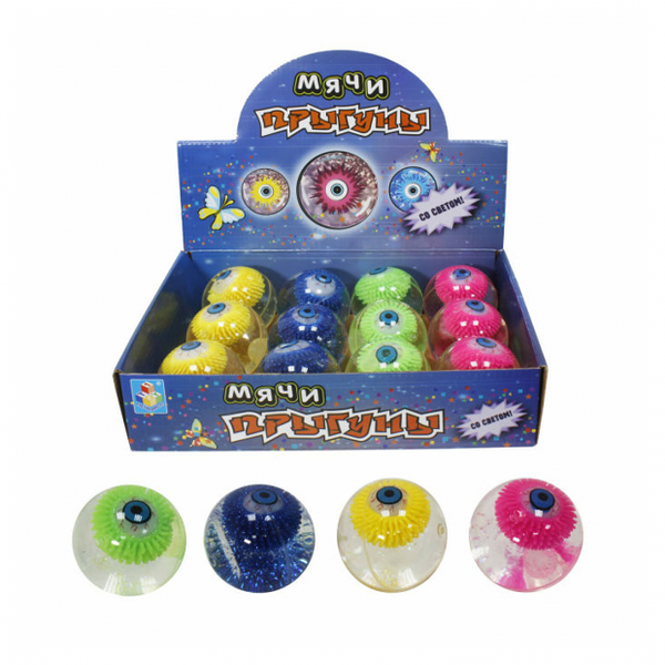 Мяч прыгун 1Toy прозрачный со светом, 5 см