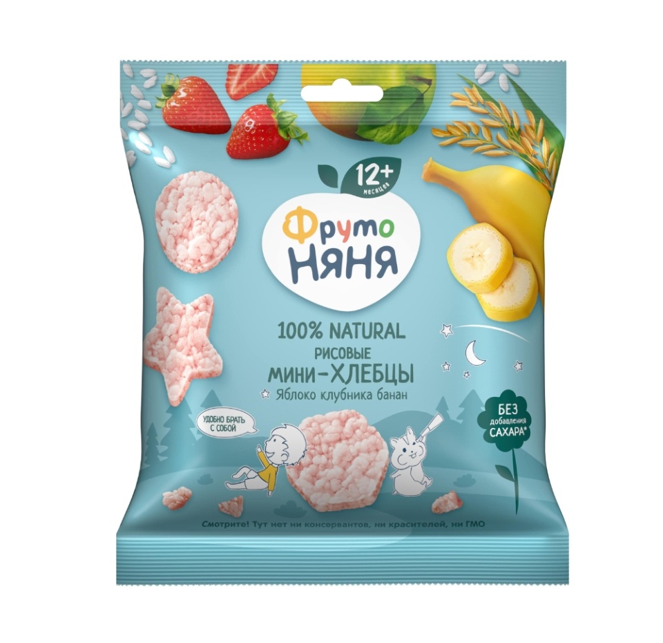 

Мини-хлебцы ФрутоНяня яблоко клубника банан 30 г