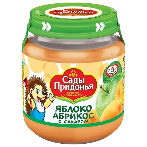 Пюре Сады Придонья Яблоко-абрикос с сахаром, с 5 месяцев
