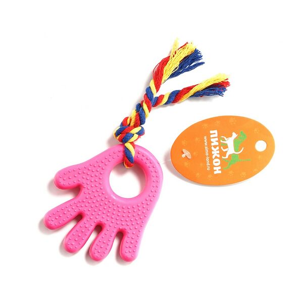 Жевательная игрушка с канатом для собак Пижон Ладошка цвета Микс