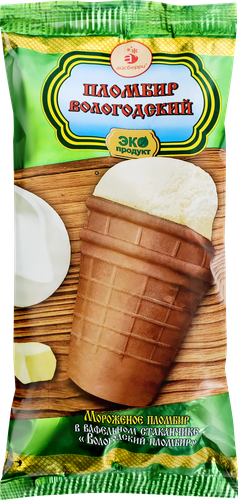 

Мороженое Пломбир Вологодский ванильный 15% вафельный стаканчик 100 г
