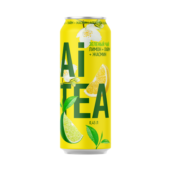 Чай Ai Tea зеленый Лимон-лайм-жасмин ж/б 450 мл