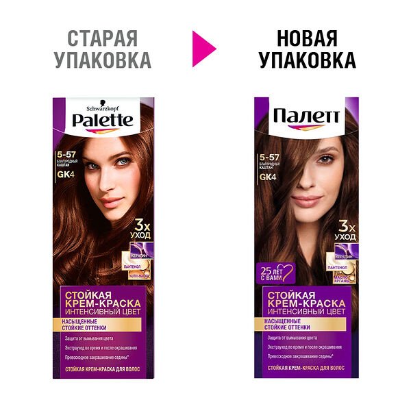 Краска-крем для волос Palette GK4 благородный каштан, 110 мл