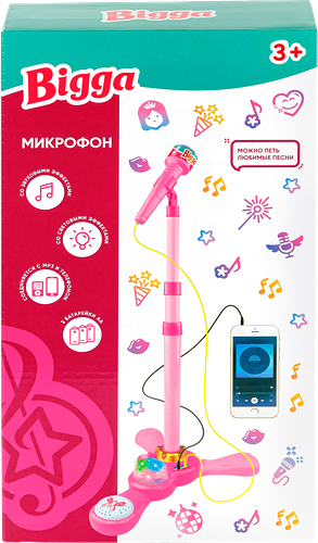 Игрушка музыкальная Bigga Микрофон, со световыми эффектами Арт. ZH197182