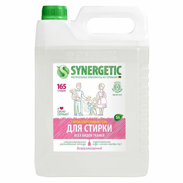Гель для стирки Synergetic универсальный биоразлагаемый концентрированный, 5л