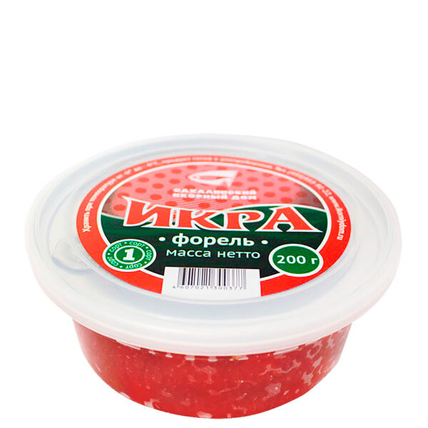 Красная икра лососевая зернистая (Форель), Икорный, 200 г