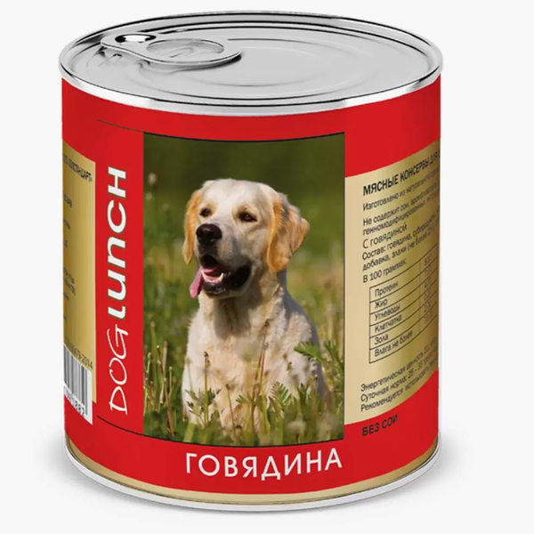 Корм консервированный для собак Dog Lunch Говядина