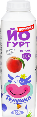 

Йогурт питьевой ТЕЛУШКА Персик 1%, без змж, 500г
