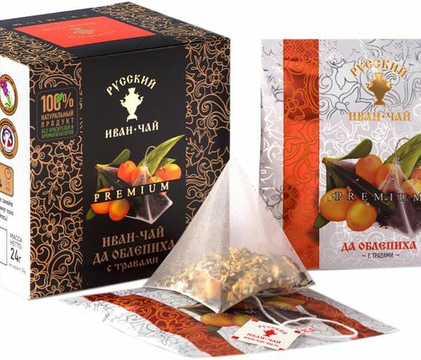 Напиток чайный Русский Иван-чай Премиум облепиха с травами в пирамидках, 12x5г