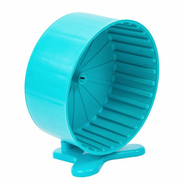 HOMEPET Колесо для грызунов с подставкой полузакрытое пластиковое бирюзовое d14см