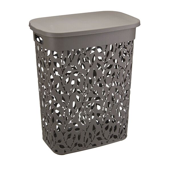 Корзина для белья IDEA ФЛОРА 35л, пластик, французский серый