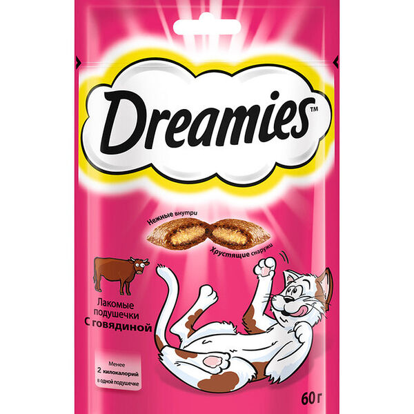 Лакомство для кошек Dreamies Говядина подушечки 60г