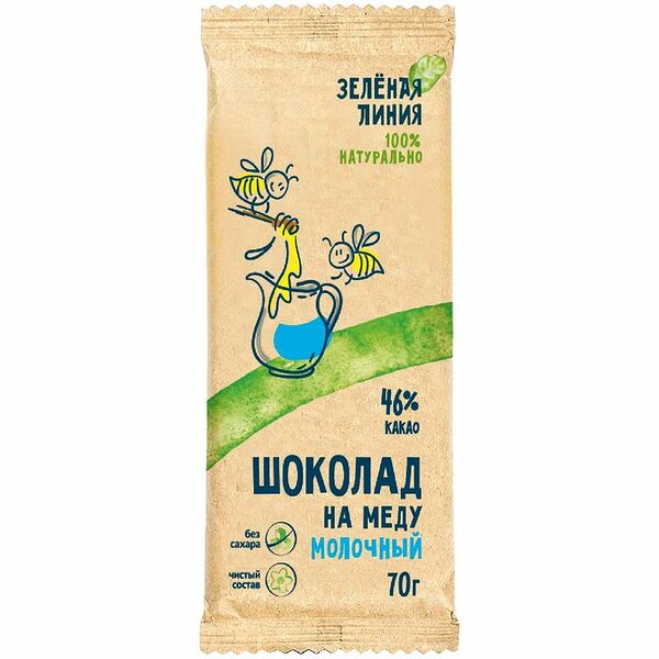 Шоколад молочный Шоколад на Меду Зелёная Линия, 70г