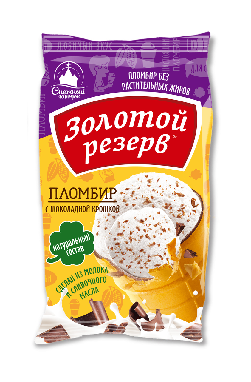 

Мороженое пломбир Золотой резерв с шоколадной крошкой в вафельном стаканчике, 80 г