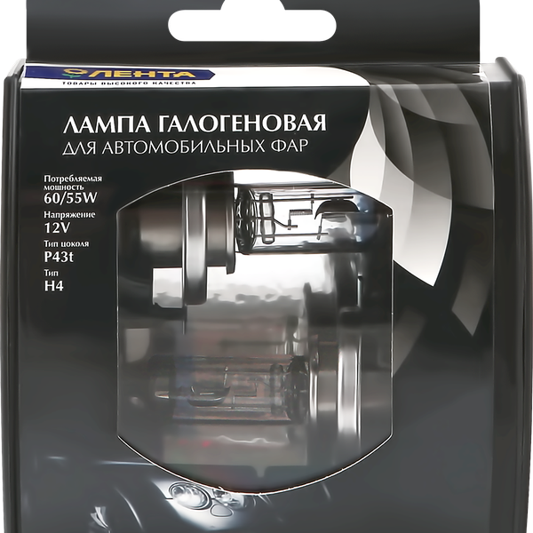 Лампа галогеновая для фар ЛЕНТА H4, 60/55W, 3500K Арт. H4 12V60/55W, 2шт