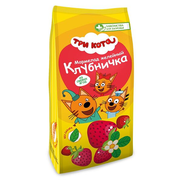 Мармелад желейный Три Кота Клубничка без сахара 105 г