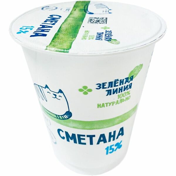 Сметана 15% Зелёная Линия, 350г