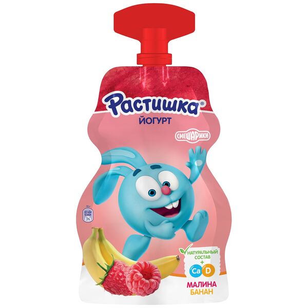 Йогурт, обогащенный кальцием и витамином Д3 малина, банан 2,6 %, 70г «Растишка»