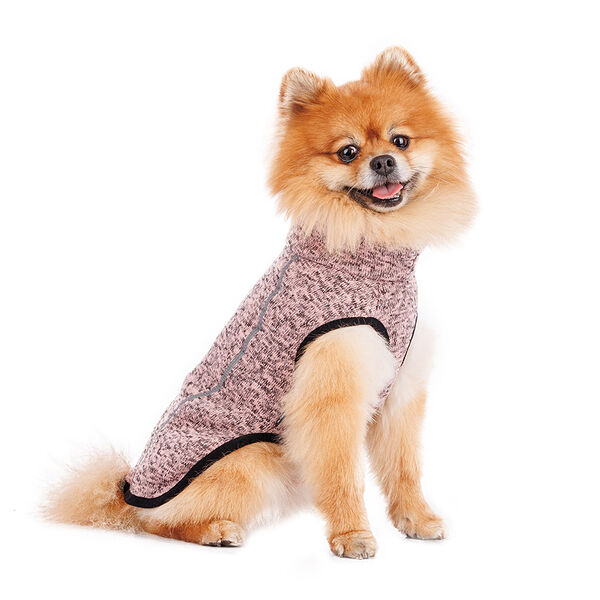 Свитер для собак меланжевый на молнии розовый S