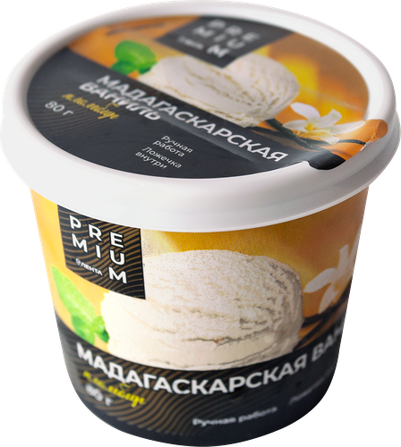 Мороженое ЛЕНТА PREMIUM Мадагаскарская ваниль, пломбир 14%, без змж, 80г