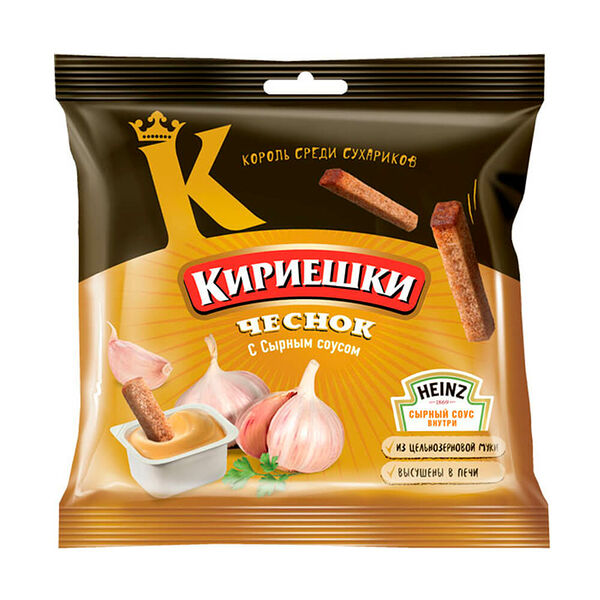Сухарики Кириешки 60г чеснок с сырным соусом хайнц